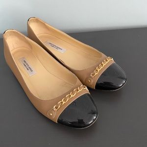 Saks Fifth Avenue - Classic Ballet Flat -Tan/Black